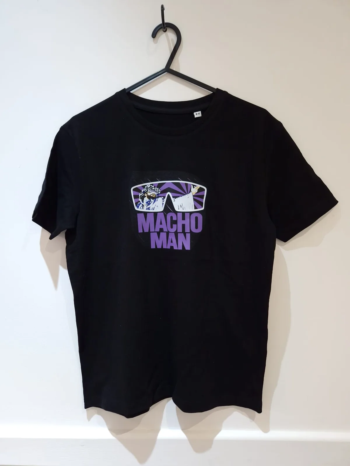 Black t-shirt with Macho Man graphic