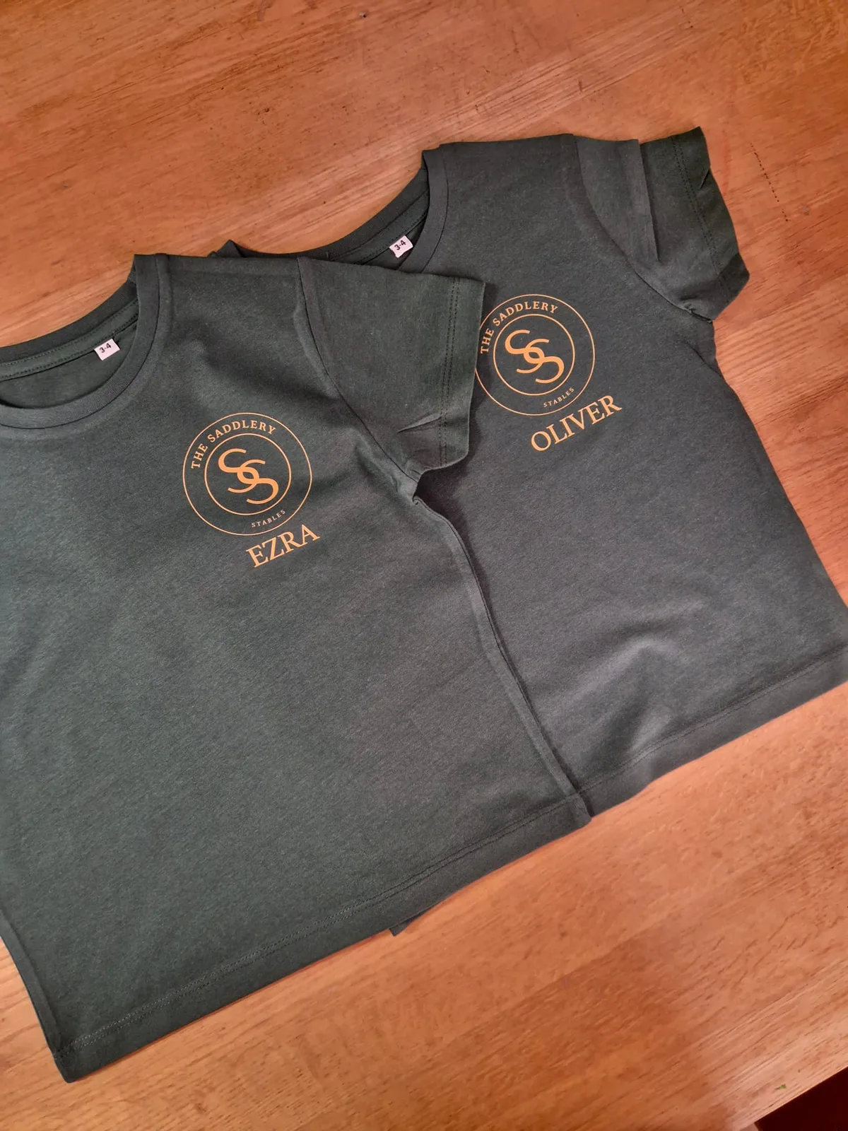 Green Saddlery Stables t-shirts with individual names